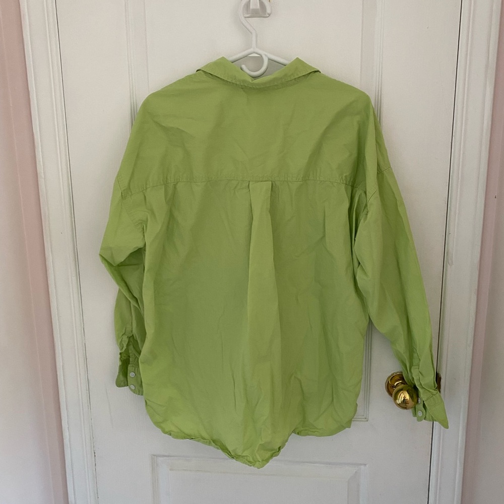Joe Fresh Oversized Button-Down Shirt in Lime Green - Picture 2 of 9